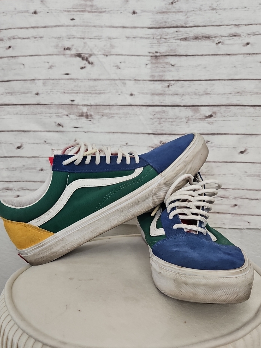 Vans Men's Multicolor Low-Top Sneakers - Blue, Green & Yellow